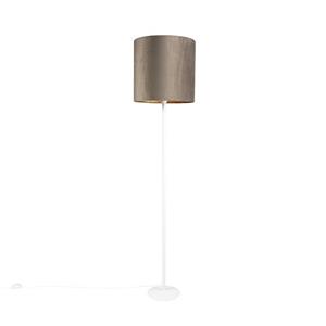 qazqa Weiße Fütterungslampe mit taupefarbenem Schirm und goldener Innenseite 40 cm - Simplo - Taupe