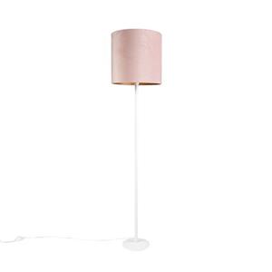 qazqa Romantische Stehlampe weiß mit rosa Schirm 40 cm - Simplo - Rosa