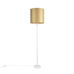 qazqa Vintage Stehleuchte weiß mit goldenem Schirm 40 cm - Simplo - Gold/Messing