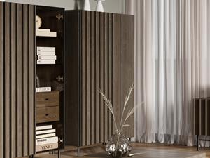 Mobistoxx Hoge commode PELOSA 2 deuren portland eik/zwart