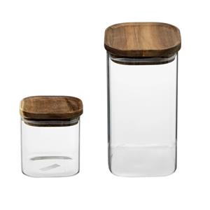 Secret de Gourmet Set van 4x keuken voorraadbussen/potten glas 0.6 en 1.3 Liter inhoud -