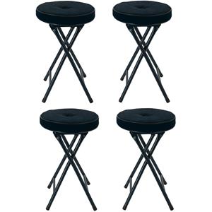Home & Styling Bijzet krukje/stoel - 4x - Opvouwbaar - blauw Ribcord - D33 x H49 cm -