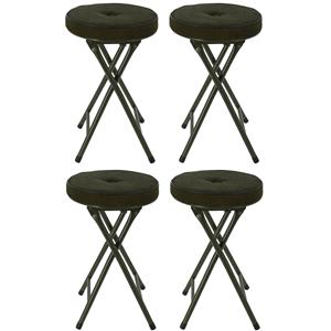 Home & Styling Bijzet krukje/stoel - 4x - Opvouwbaar - donkergroen Ribcord - D33 x H49 cm -