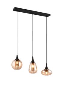trioleuchten Balkenpendelleuchte LUMINA 3-flammig, Glas amberfarbig, Breite 70cm