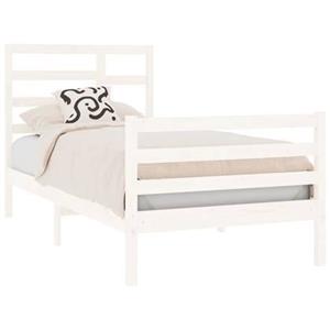 VidaXL Bedframe massief hout wit 75x190 cm 2FT6 Small Single