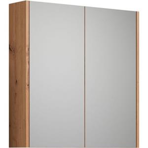 Places of Style Spiegelschrank "Tarragona", (1 St.), Breite 69 cm, 2 Türen, 2 Einlegeböden, matt, braune Holzoptik / weiß