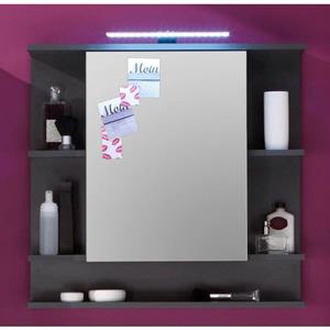 welltime Spiegelschrank Tias (2-St) Spiegel, B/H/T: ca. 72 / 76 / 20 cm, dunkelgrau, mit LED-Beleuchtung