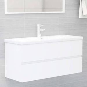VidaXL Prolenta Premium - Wastafelkast met ingebouwde wastafel spaanplaat wit