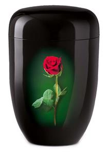 Urnwebshop Design Urn Rode Roos op Zwart (4 liter)