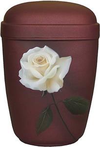 Urnwebshop Design Urn Witte Roos op Matrood (4 liter)