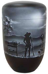Urnwebshop Zwartwitte Design Urn Tuinman Tuinvrouw (4 liter)