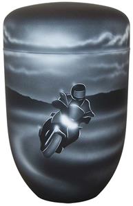 Urnwebshop Zwartwitte Schaduw Design Urn Motorrijder (4 liter)