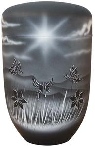 Urnwebshop Zwartwitte Schaduw Design Urn Vlinders (4 liter)