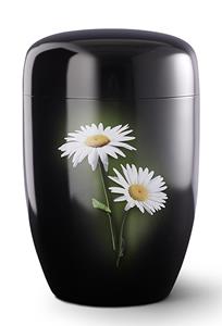 Urnwebshop Zwarte Design Urn Margrietjes (4 liter)