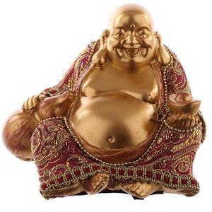 Beklede Happy Boeddha Miniurn Shiny Gold (0.15 liter)