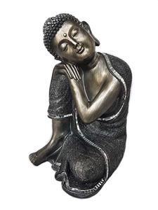 Urnwebshop Grote Boeddha Urn Slapende Indische Buddha Oudzilver (3 liter)