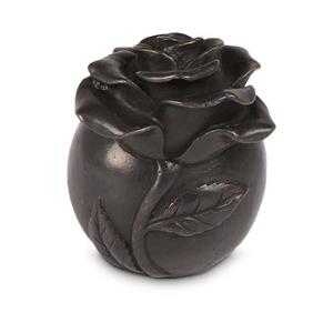 Urnwebshop Bronzen Mini Bol Urn met Roos (0.1 liter)