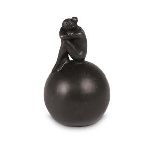 Urnwebshop Bronzen Mini Bol Urn met Treurende Vrouw (0.1 liter)