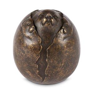 Urnwebshop Bronzen Bol Urn met Katje (0.45 liter)