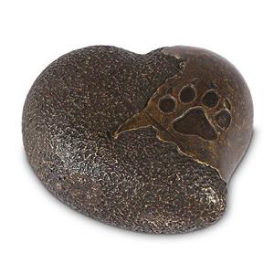 Urnwebshop Bronzen Hart Urn met Pootafdruk Hond (0.85 liter)