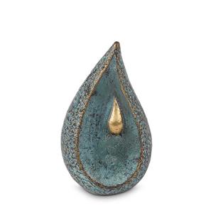 Urnwebshop Mini Bronzen Traan Urntje met Goud Traantje (0.1 liter)