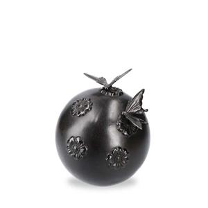 Brons Mini Asbeeld Bol met 2 Vlinders op Bloemen (0.1 liter)