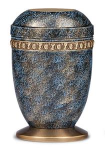 Urnwebshop Design Urn met klassiek messing voet en sierband (4 ltr)