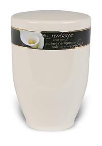 Urnwebshop Design Urn met Tekstband Lelie (3.6 liter)