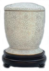 Urnwebshop Grote Exclusieve Cloisonne Urn Vergeet Mij Nietjes (4.2 liter)