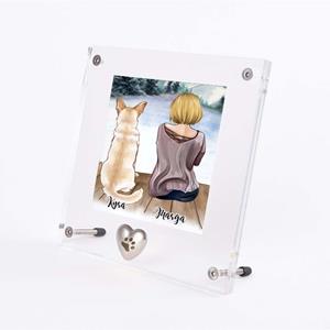 Urnwebshop Plexiglas Fotolijst met Zilver Tinnen Ashartje Pootafdrukje (0.005 liter)