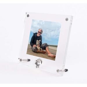 Urnwebshop Plexiglas Fotolijst met Zilver Tinnen Asroosje (0.005 liter)