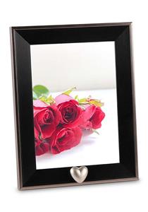 Urnwebshop Zwart Houten Fotolijst met RVS Mini Ashartje (0.005 liter)