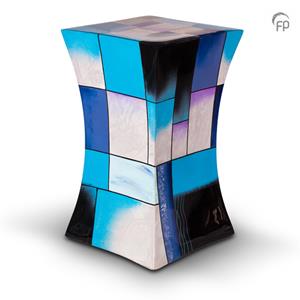 Urnwebshop Grote Diabolo Glasfiber Urn Blauw-Wit (3.8 liter)