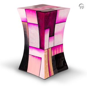Urnwebshop Grote Diabolo Glasfiber Urn Roze-Wit (3.8 liter)