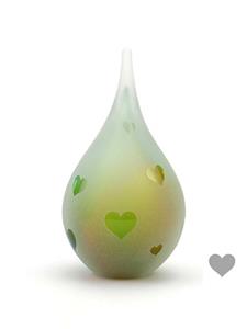 Urnwebshop Mini Traan Urn Hartjes Frosted Goudgroen (0.05 liter)