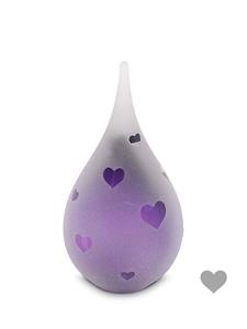 Urnwebshop Mini Traan Urn Hartjes Frosted Paars (0.05 liter)