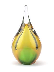 Urnwebshop Kristalglazen 3D Mini Traan Urn Goudgroen (0.05 liter)