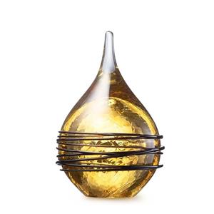 Urnwebshop Kristalglazen 3D Mini Traan Urn Krakele Goud Swirl (0.05 liter)