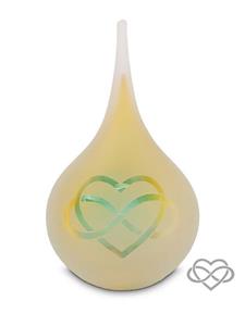 Urnwebshop Medium Traan Urn Love Forever Frosted Goud-Groen (0.28 liter)