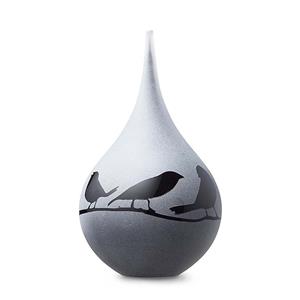 Urnwebshop Medium Traanurn Vogels Frosted Zwart Opaque (0.28 liter)
