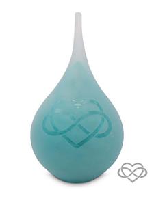 Urnwebshop Medium Traan Urn Love Forever Frosted Turquoise (0.28 liter)