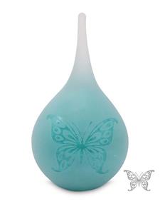 Urnwebshop Medium Traan Urn Vlinder Frosted Turquoise (0.28 liter)