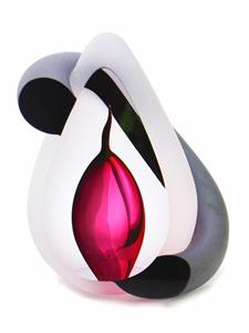 Urnwebshop Premium Kristalglazen 3D Traan Urn Bow Red (0.06 liter)