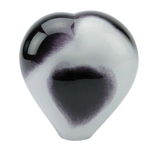 Urnwebshop Kristalglazen Staande Hart Urn Zwartwit Opaque (0.65 liter)