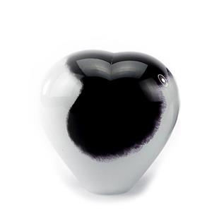 Urnwebshop Kristalglazen Staande Hart Urn Zwartwit Opaque (0.45 liter)