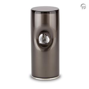 Urnwebshop Middelgrote Kristalglazen Cilinder Urn Zwart (1 liter)