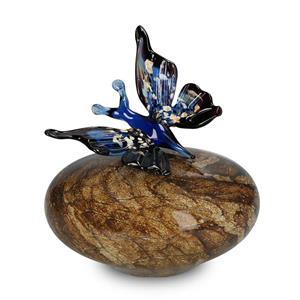 Urnwebshop Kristalglazen Vlinder Urn Blauw Mixed Colours (0.3 liter)