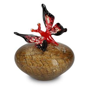 Urnwebshop Kristalglazen Vlinder Urn Rood Mixed Colours (0.3 liter)