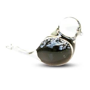 Urnwebshop Kristalglazen Mini Vogel Urn Zwart Buikje (0.03 liter)