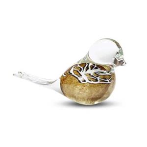 Urnwebshop Kristalglazen Mini Vogel Urn Bruin Buikje (0.03 liter)